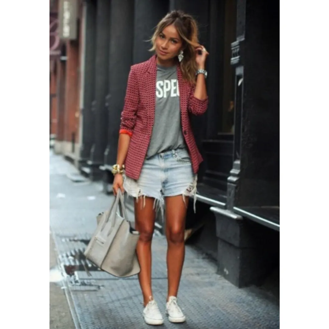 Women's Lightweight Printed Lapel Collar Blazer | Spring