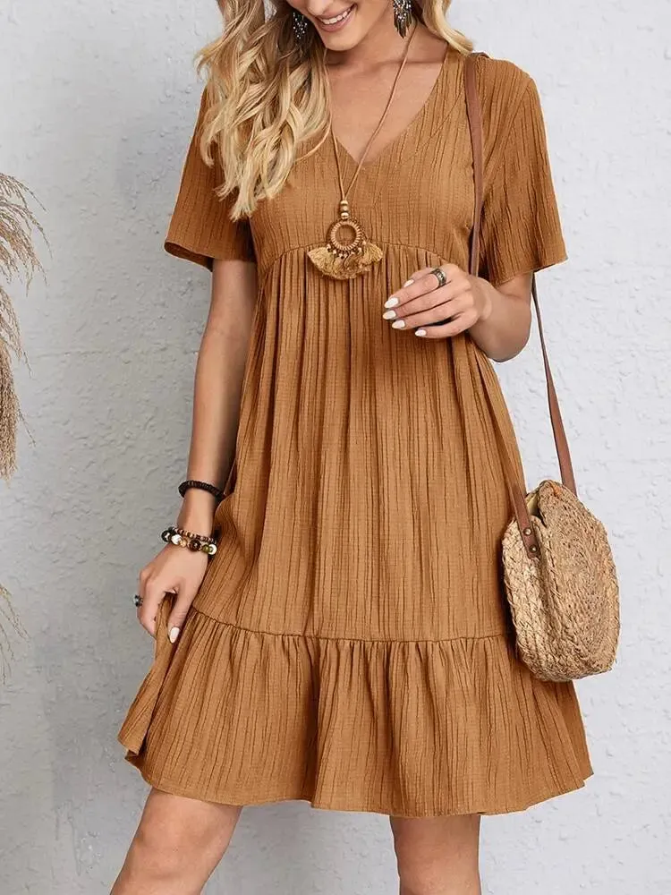 Women's Loose Vintage Ruffles Lace Befree Summer Dress