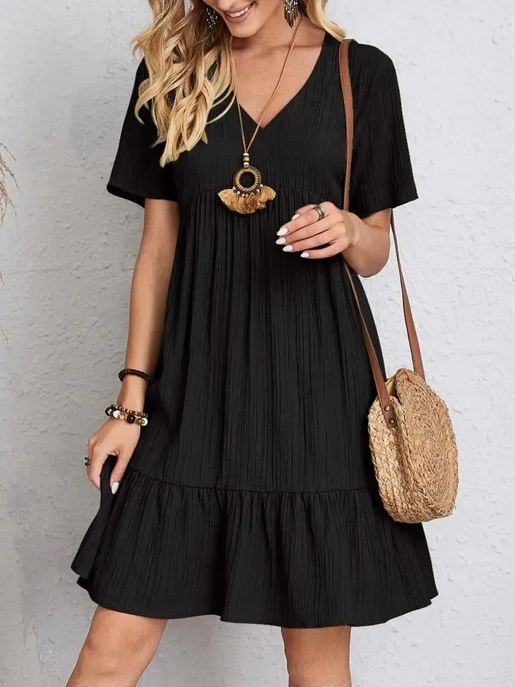 Women's Loose Vintage Ruffles Lace Befree Summer Dress