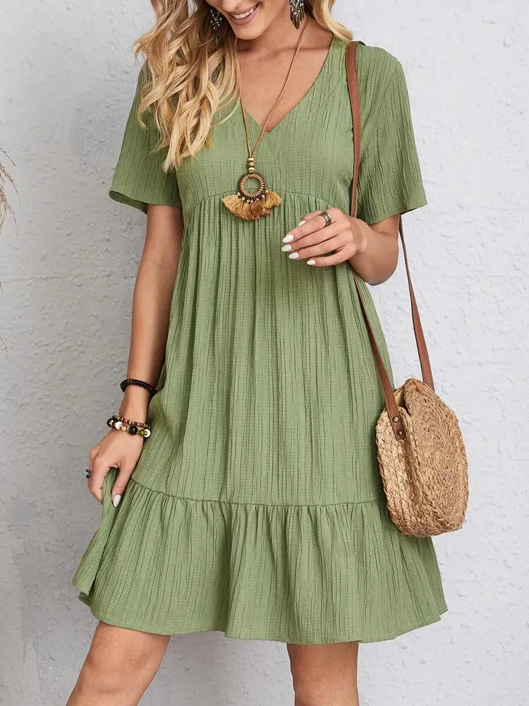 Women's Loose Vintage Ruffles Lace Befree Summer Dress