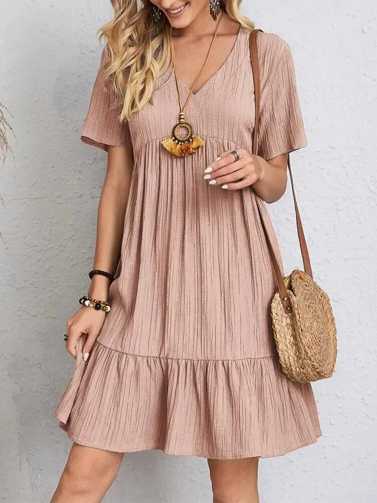 Women's Loose Vintage Ruffles Lace Befree Summer Dress