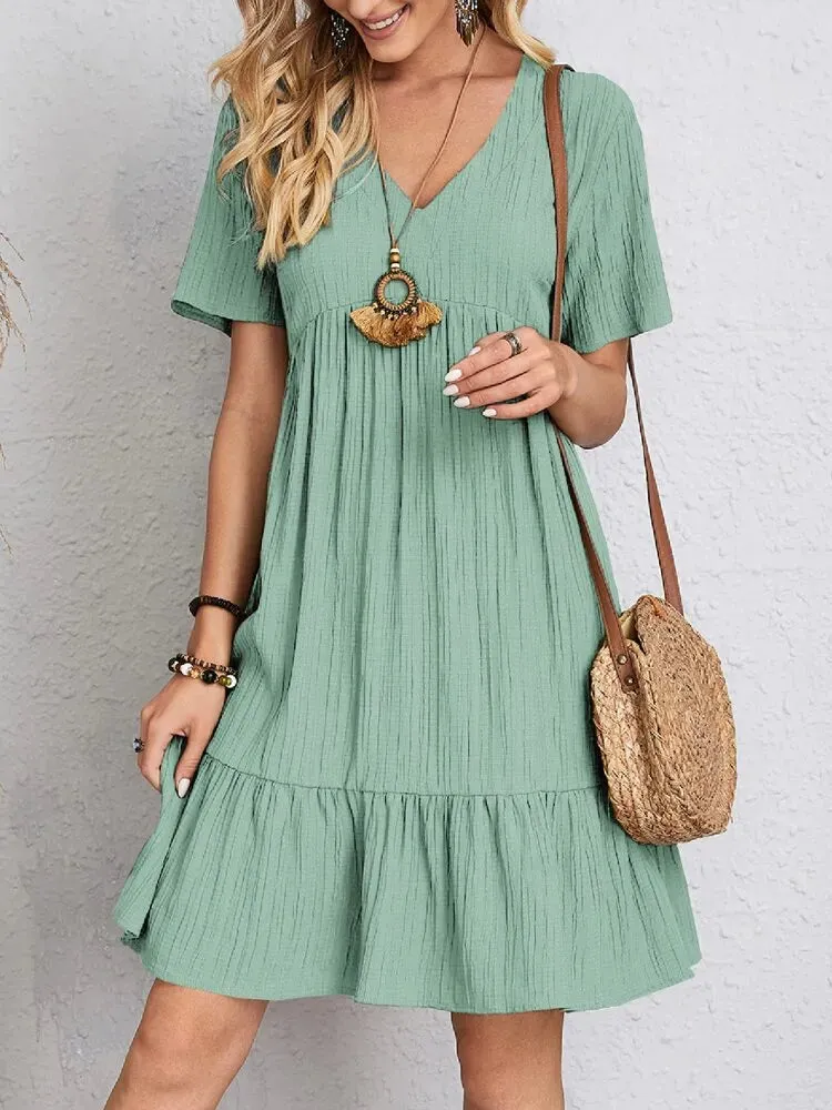 Women's Loose Vintage Ruffles Lace Befree Summer Dress