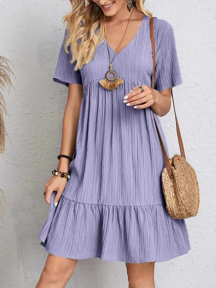 Women's Loose Vintage Ruffles Lace Befree Summer Dress