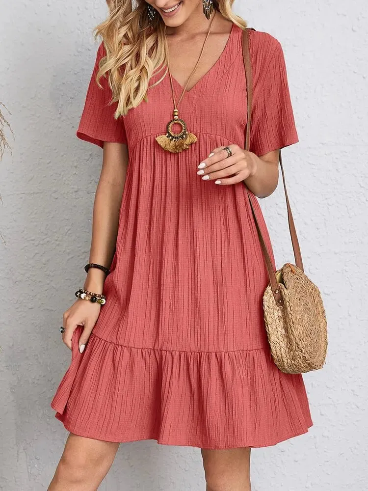 Women's Loose Vintage Ruffles Lace Befree Summer Dress