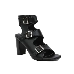 Women's Open Toe Buckle Straps Block Chunky Heel Gladiator Sandals