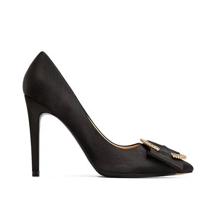 Women's Petite Silk Satin Pointy High Heels DS151