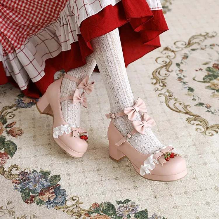 Women's Pumps High Heel Mary Janes Shoes with Bowtie