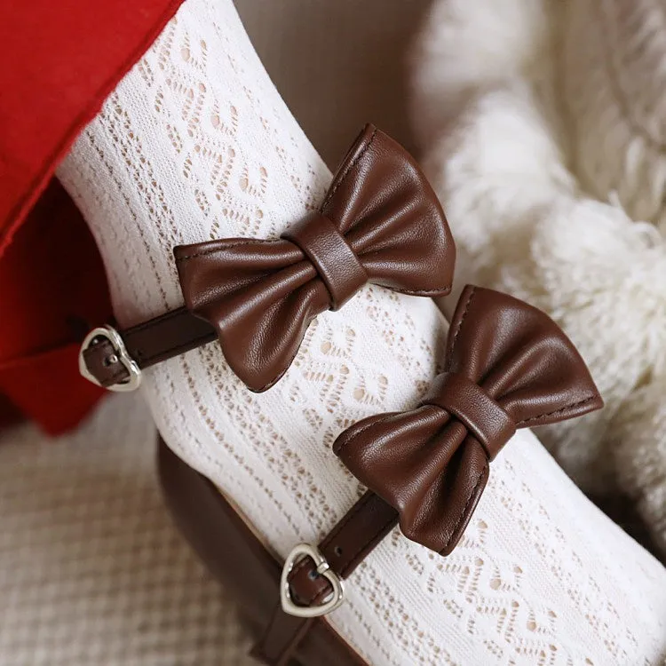 Women's Pumps High Heel Mary Janes Shoes with Bowtie