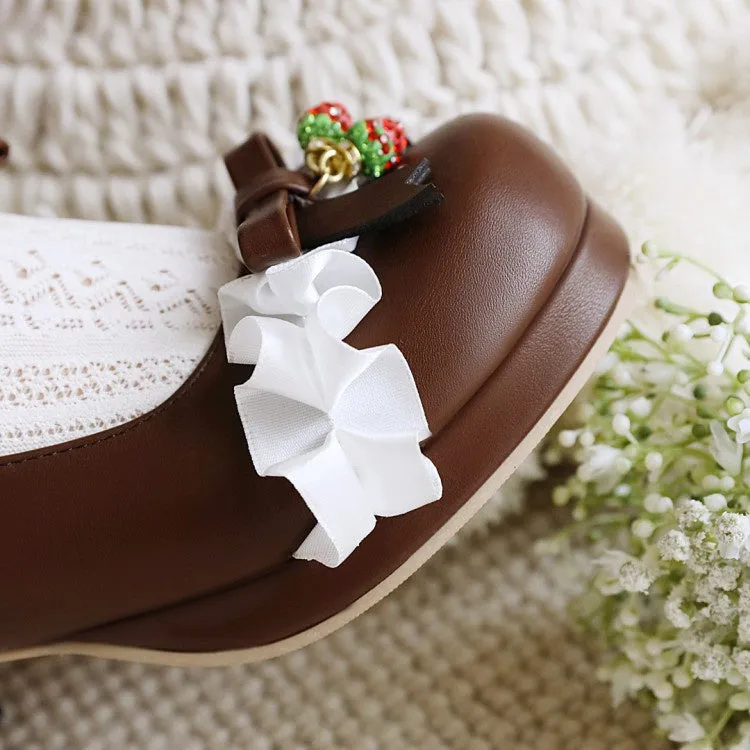 Women's Pumps High Heel Mary Janes Shoes with Bowtie
