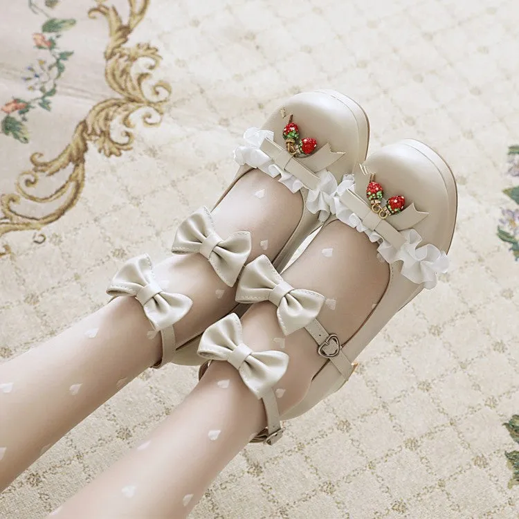 Women's Pumps High Heel Mary Janes Shoes with Bowtie