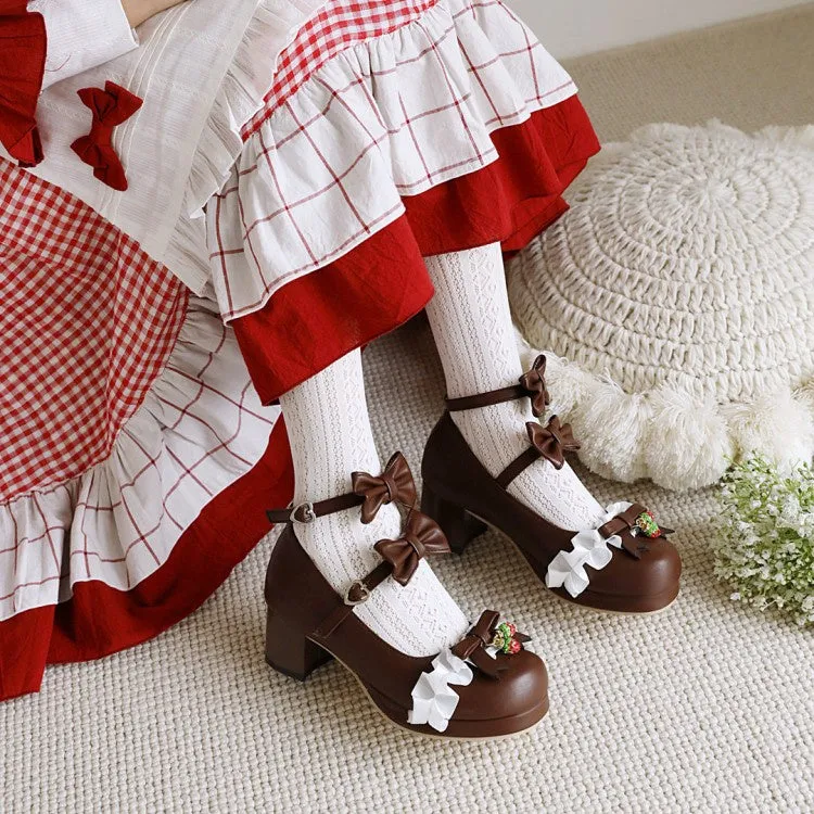 Women's Pumps High Heel Mary Janes Shoes with Bowtie