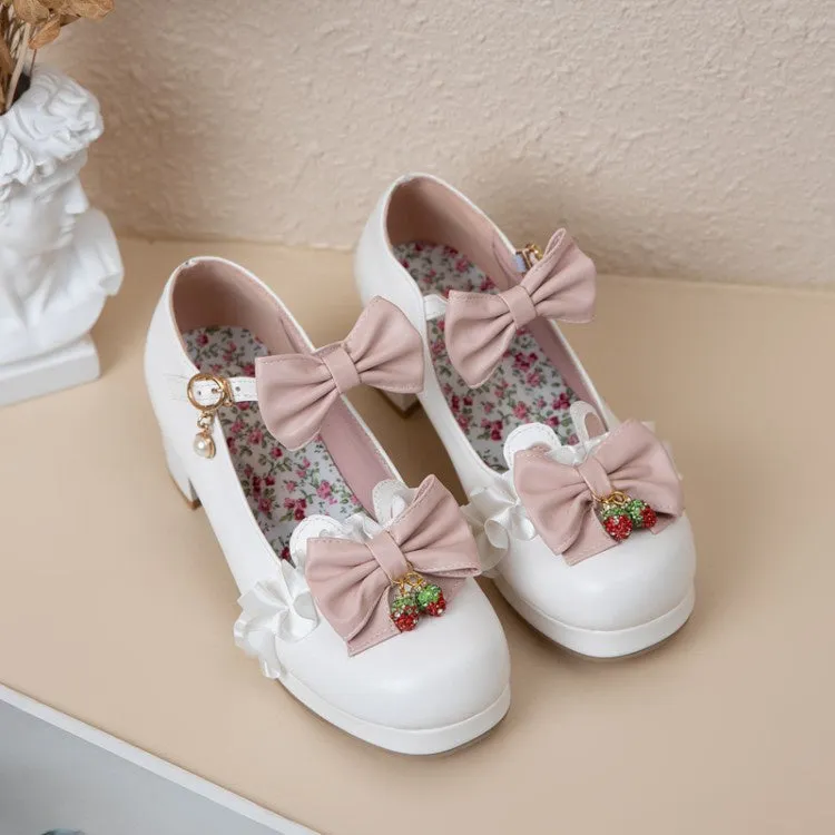 Women's Pumps Mary Janes Shoes with Bowtie Pearl