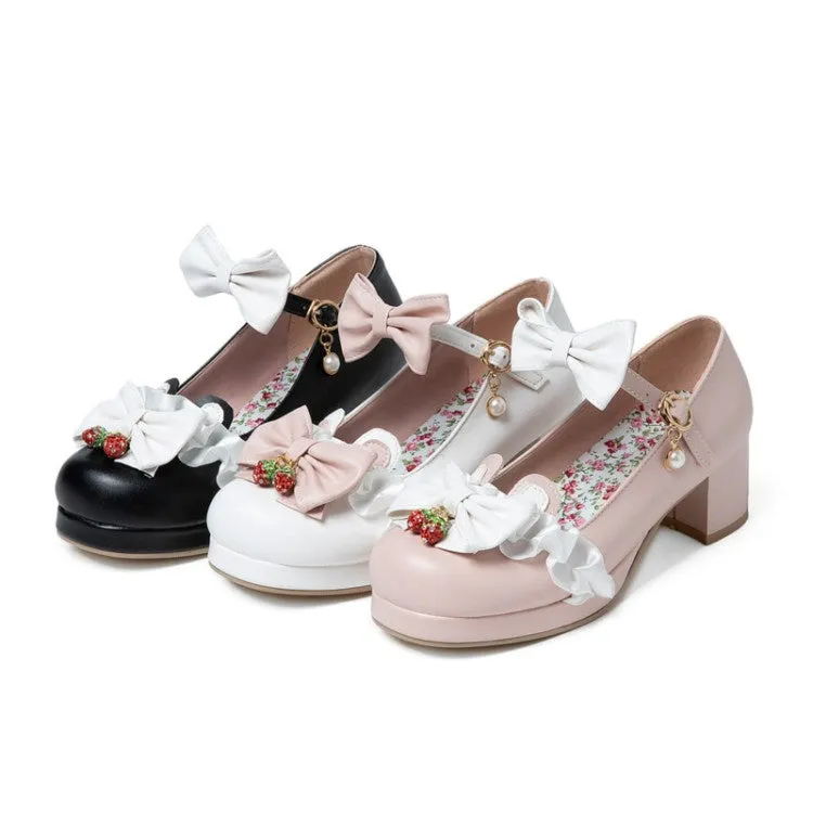 Women's Pumps Mary Janes Shoes with Bowtie Pearl