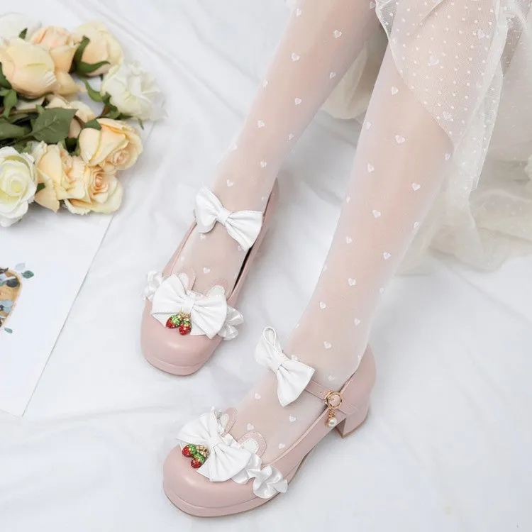 Women's Pumps Mary Janes Shoes with Bowtie Pearl