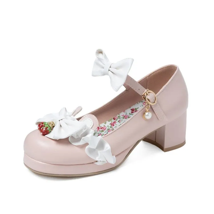 Women's Pumps Mary Janes Shoes with Bowtie Pearl