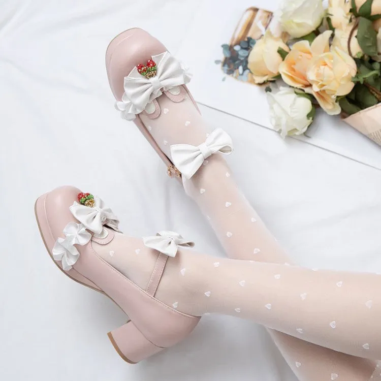 Women's Pumps Mary Janes Shoes with Bowtie Pearl