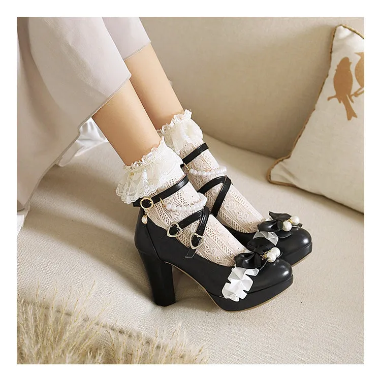 Women's Pumps Mary Janes Shoes with Bowtie