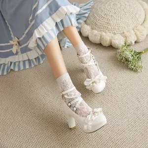 Women's Pumps Mary Janes Shoes with Bowtie