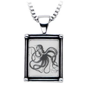 Women's Stainless Steel Necklace with Octopus Vintage Frame Pendant