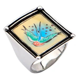 Women's Stainless Steel Swallow Vintage Frame Ring