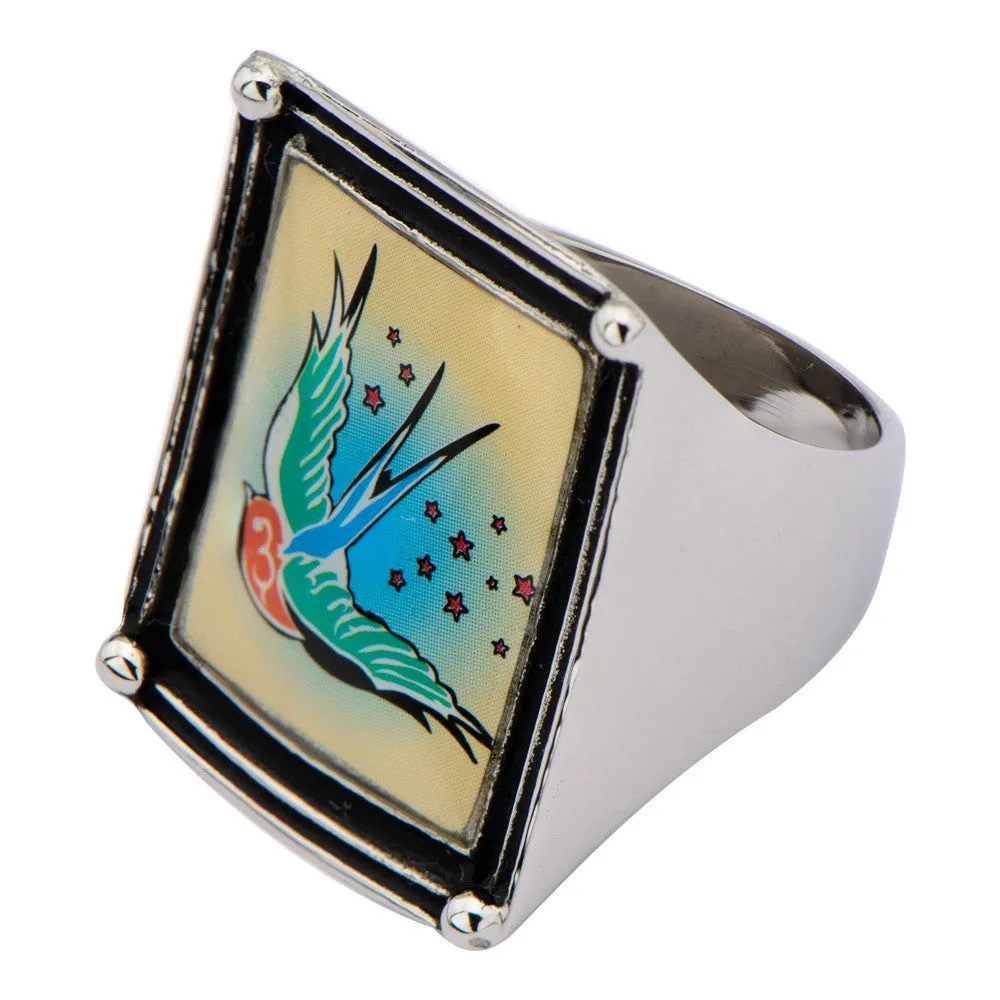 Women's Stainless Steel Swallow Vintage Frame Ring