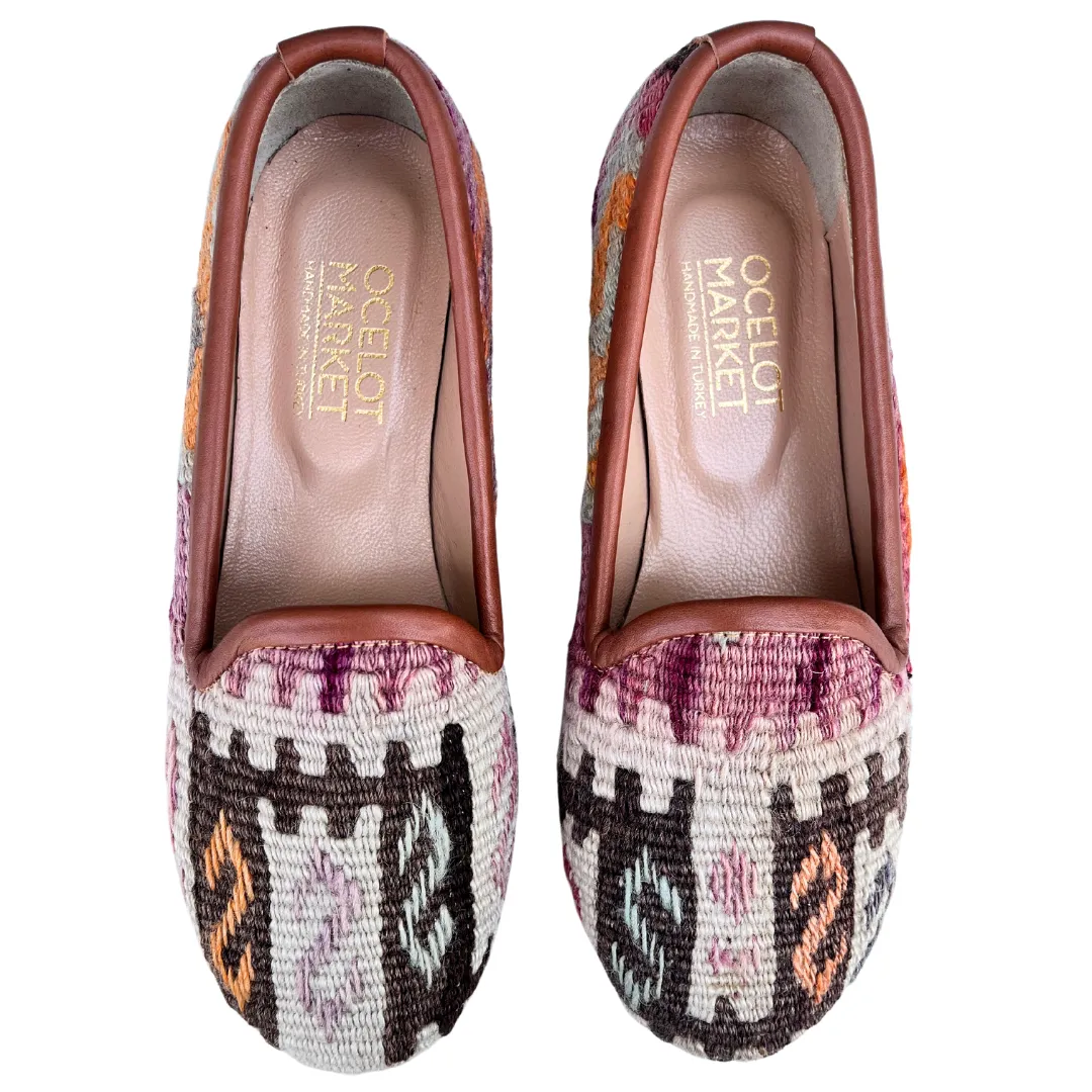 Women's Turkish Kilim Loafer Brown & Pink