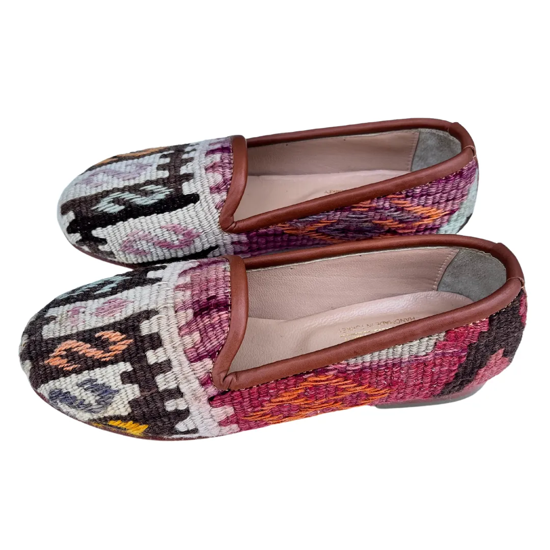 Women's Turkish Kilim Loafer Brown & Pink