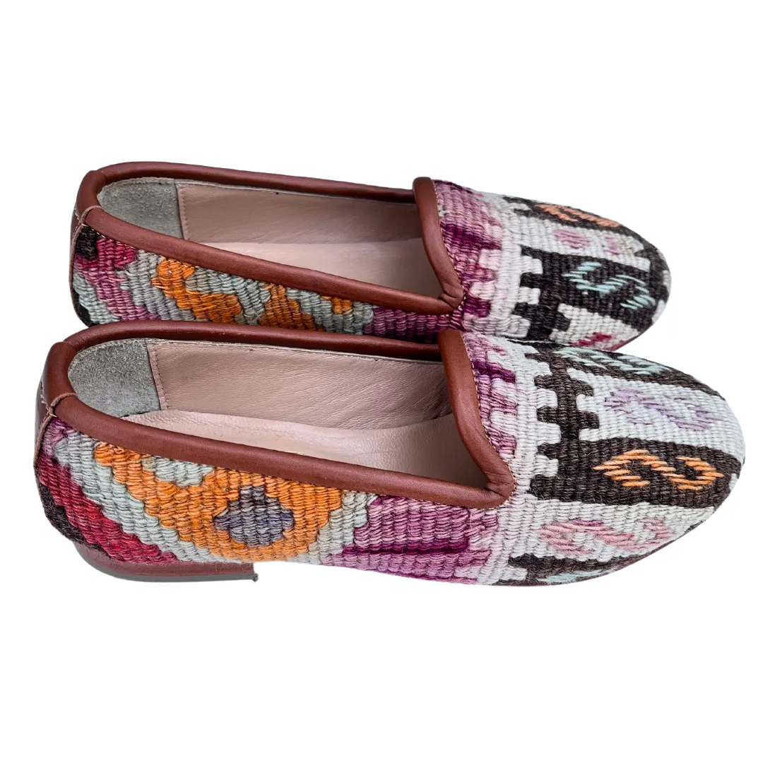 Women's Turkish Kilim Loafer Brown & Pink