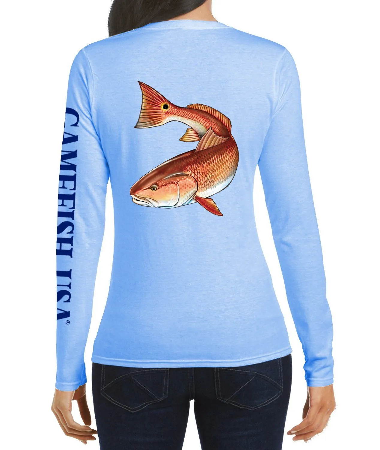 Women's UPF 50 Lightweight Microfiber Moisture Wicking Performance Fishing Shirt Redfish