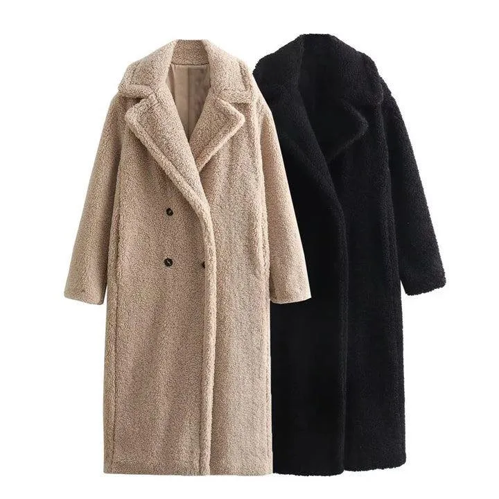 Women's Vintage Casual Fuzzy Coat | Long