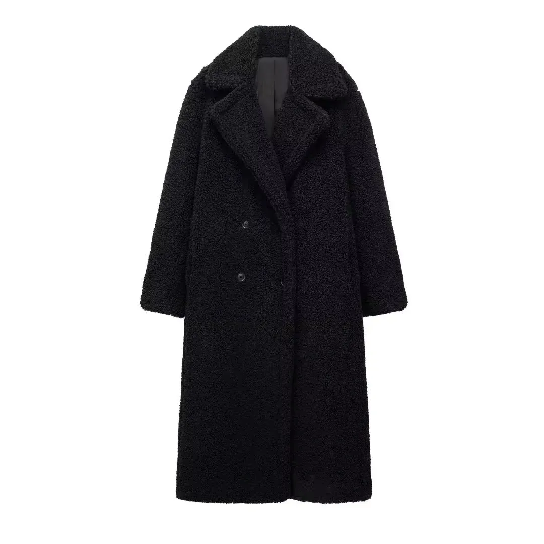 Women's Vintage Casual Fuzzy Coat | Long