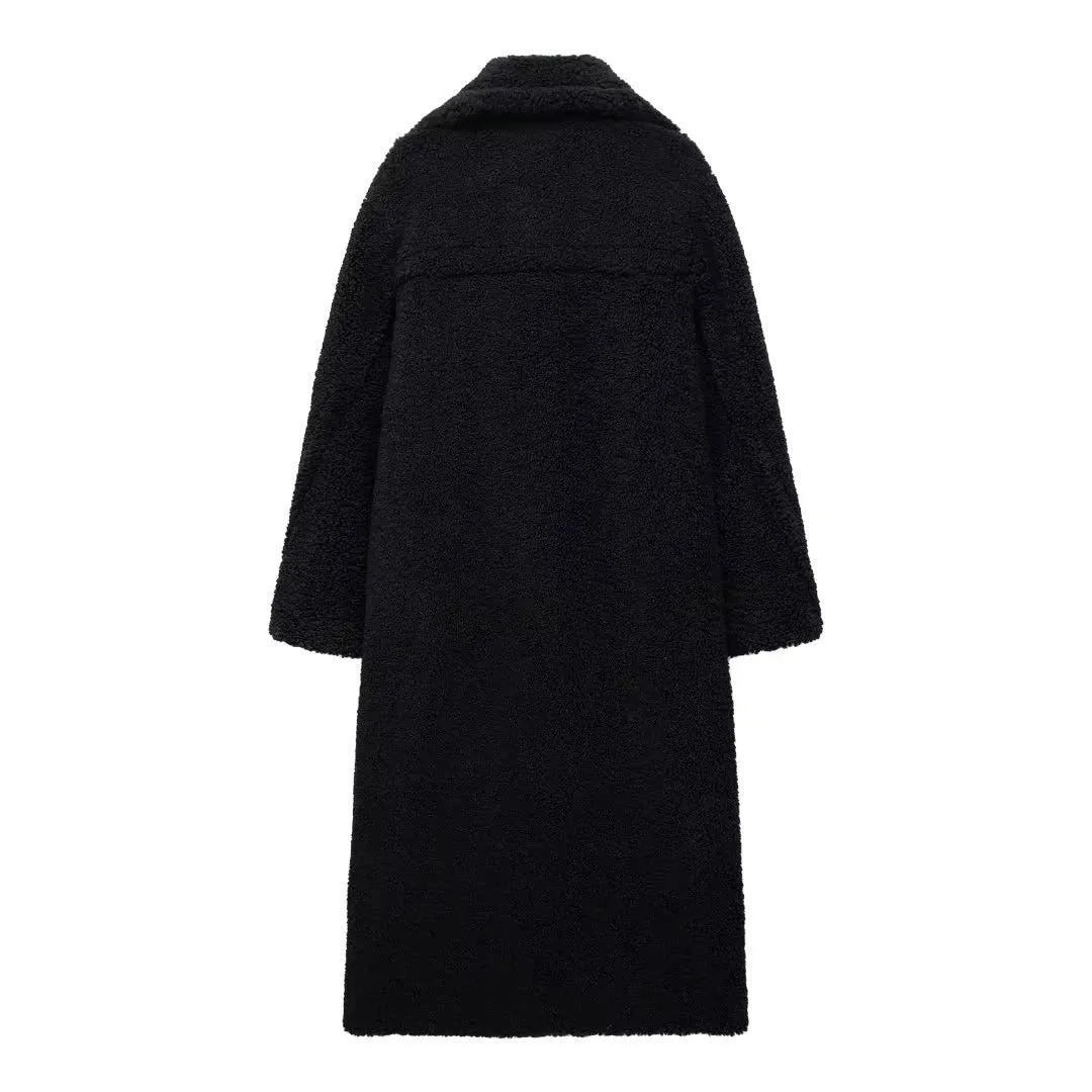 Women's Vintage Casual Fuzzy Coat | Long
