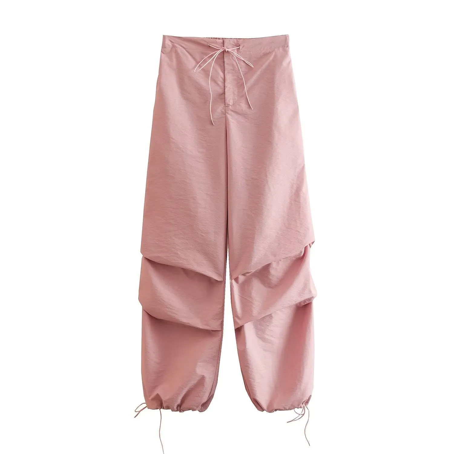 Women's Vintage Parachute Pants Chic Drawstring Trousers