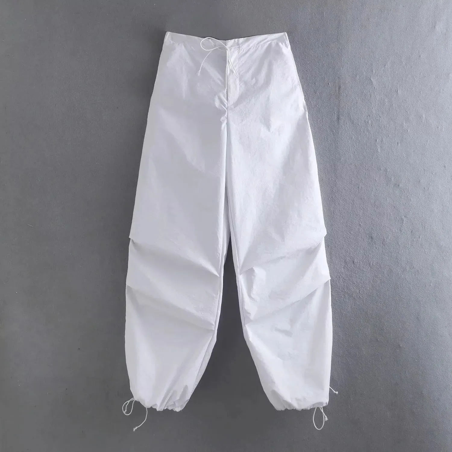 Women's Vintage Parachute Pants Chic Drawstring Trousers