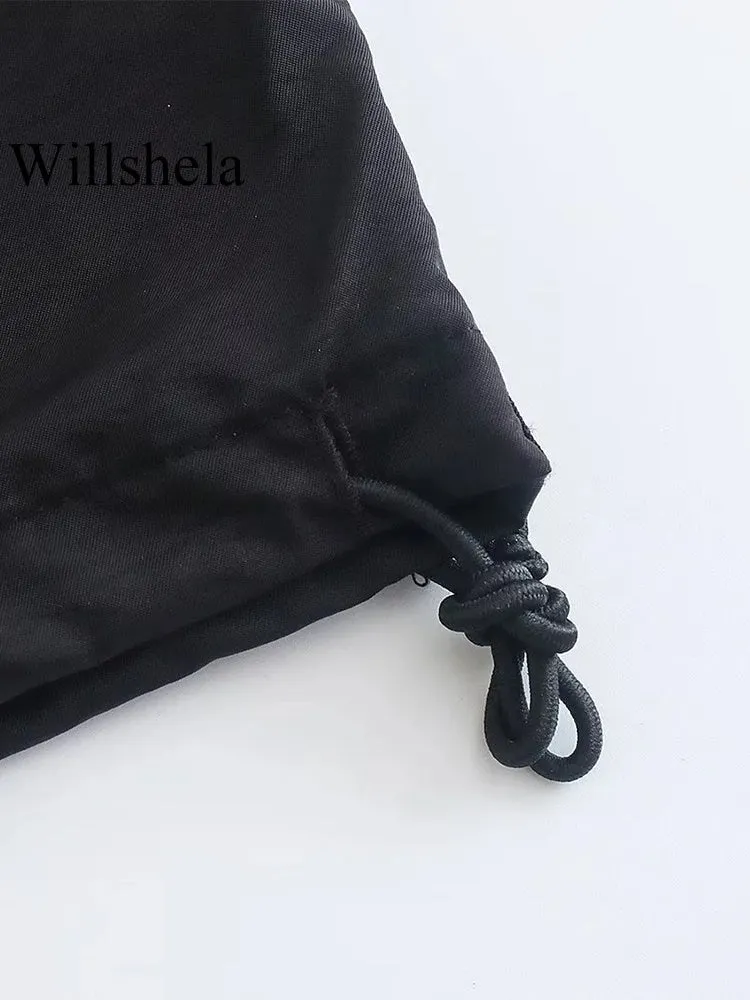 Women's Vintage Parachute Pants Chic Drawstring Trousers