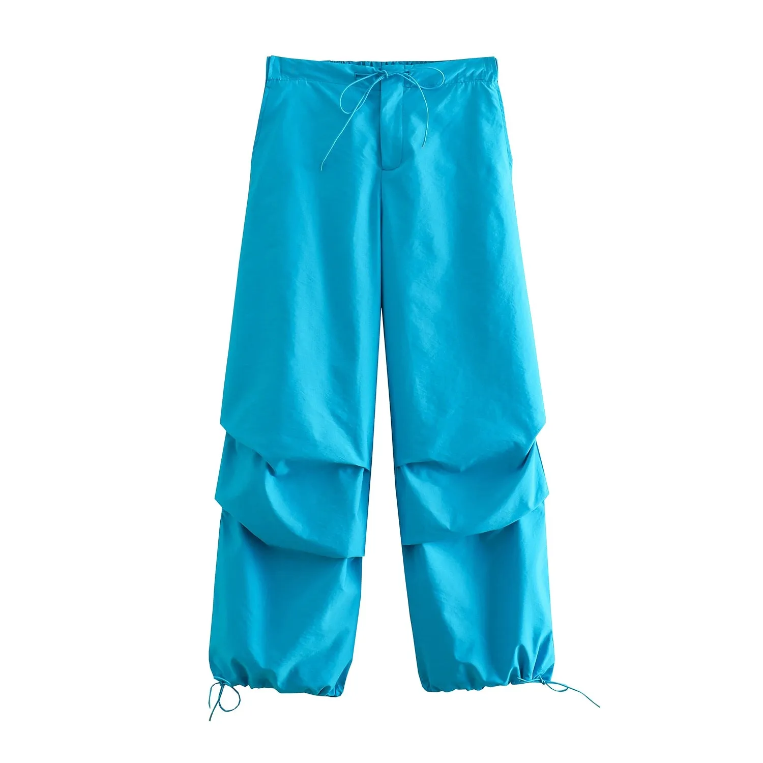 Women's Vintage Parachute Pants Chic Drawstring Trousers