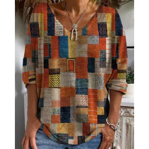 Women's Vintage Patchwork Blouse | Long