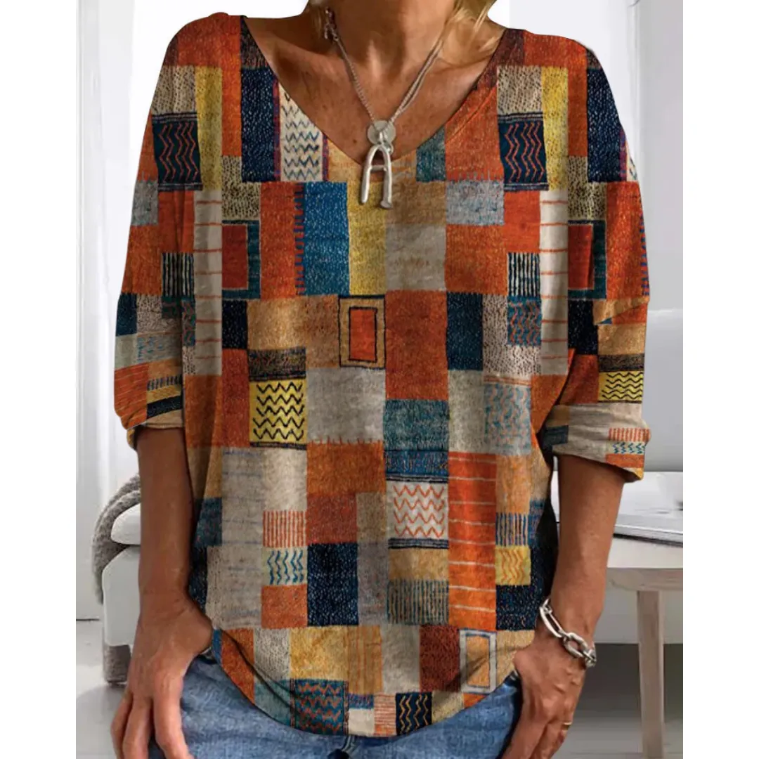 Women's Vintage Patchwork Blouse | Long