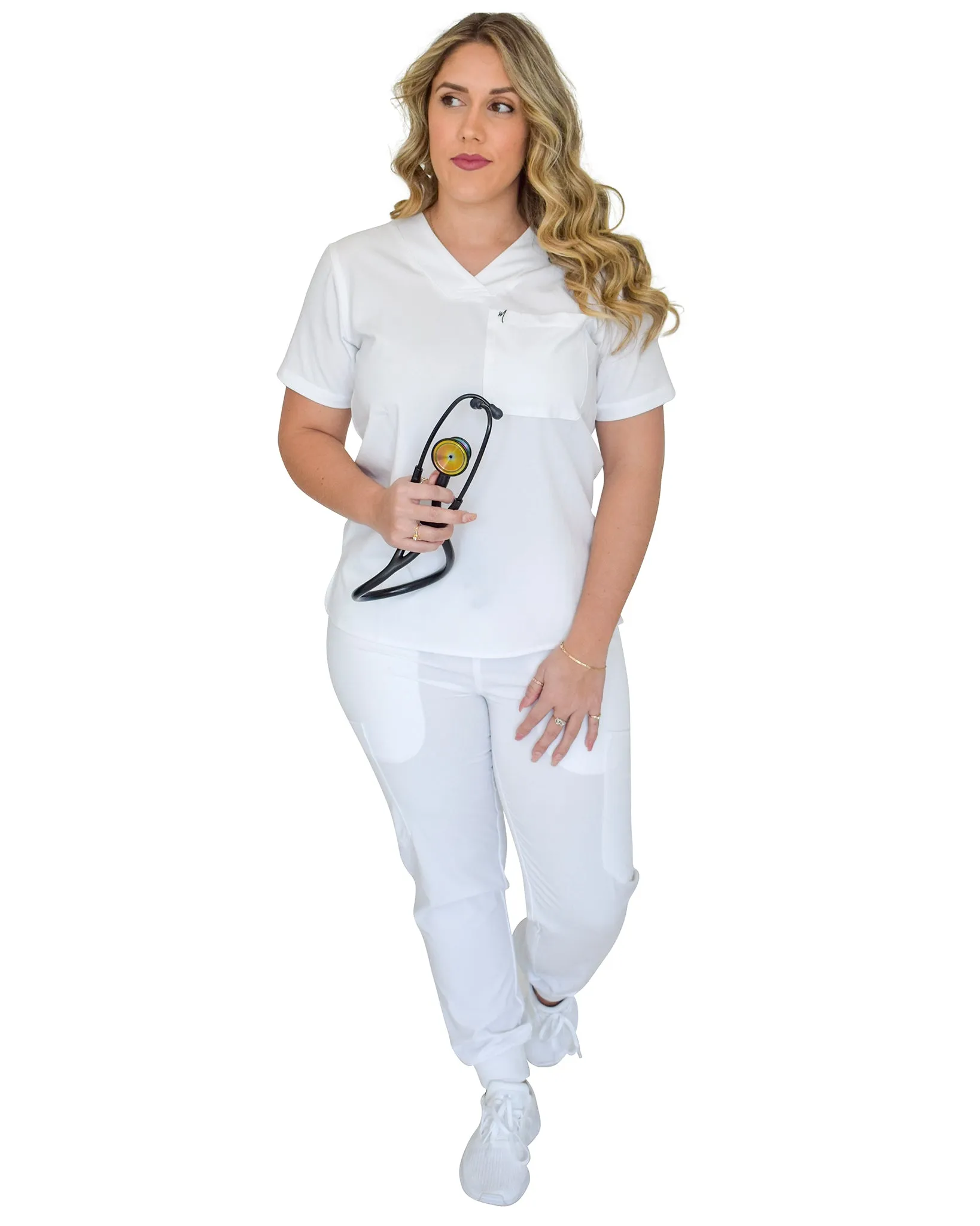 women's White Scrub Top