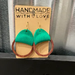 Wood Circle With Leather Earring