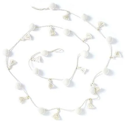 Wool Felt Pom Pom Garland with Tassels