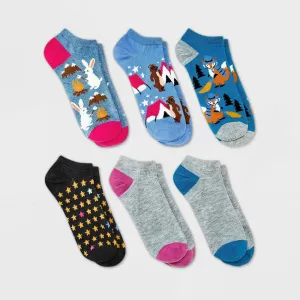 Xhilaration Women's Camping Critters 6pk Low Cut Socks