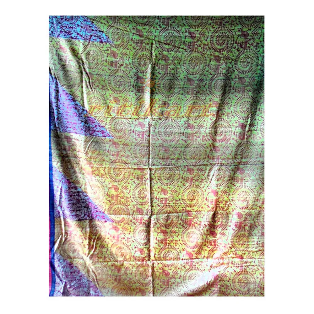 Yellow and black Color Tussar Silk Saree