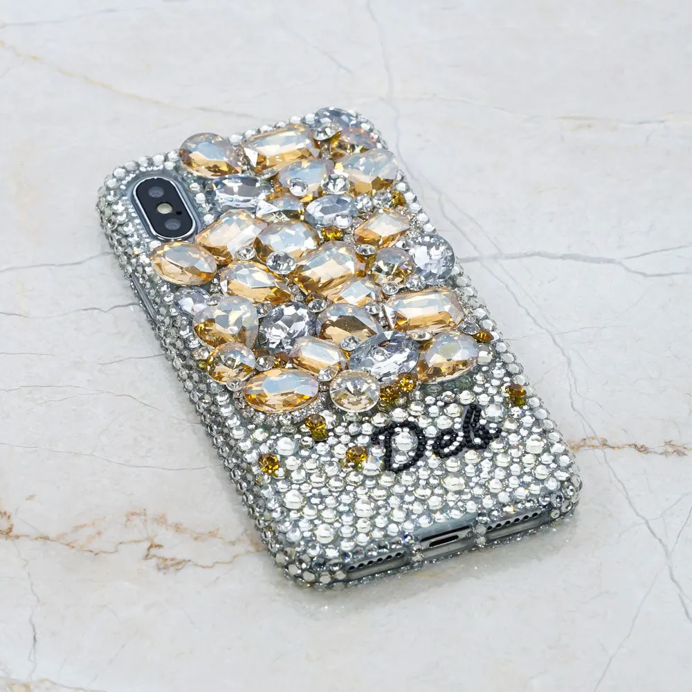 Yellow Gemstones Garden Personalized Name & Initials Design (style PN_1118)