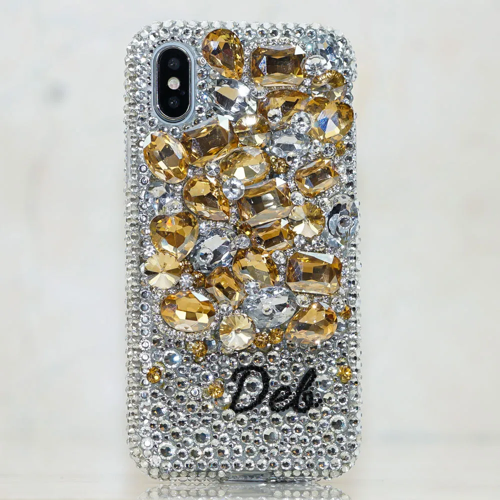 Yellow Gemstones Garden Personalized Name & Initials Design (style PN_1118)