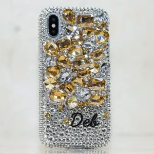Yellow Gemstones Garden Personalized Name & Initials Design (style PN_1118)