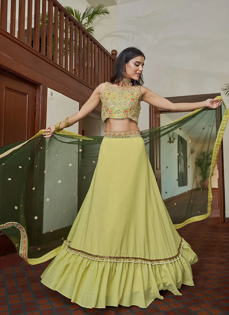 Yellow Multi Embroidered Designer Lehenga Choli