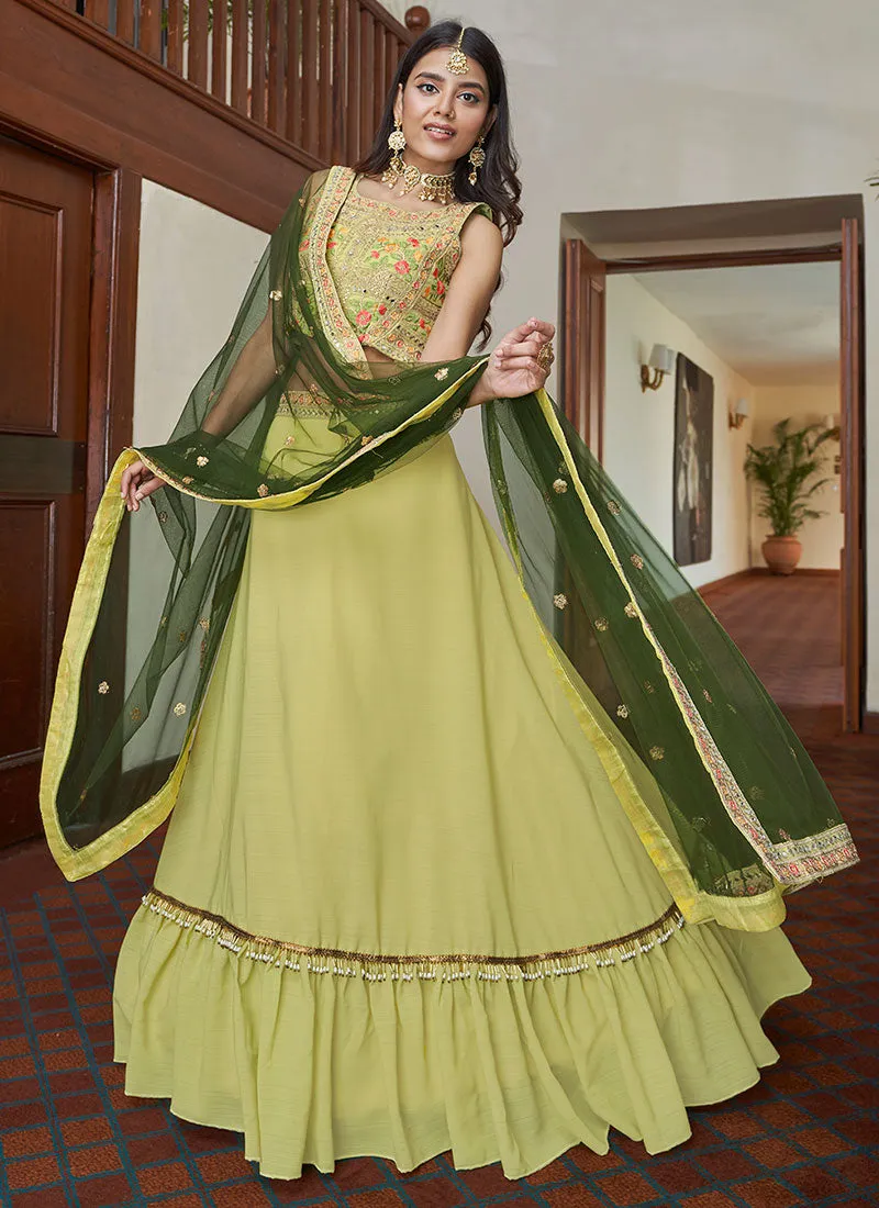 Yellow Multi Embroidered Designer Lehenga Choli