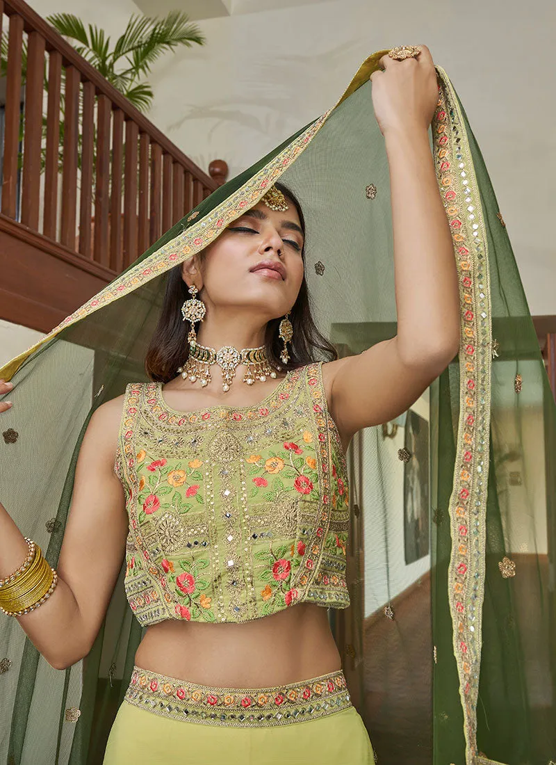 Yellow Multi Embroidered Designer Lehenga Choli