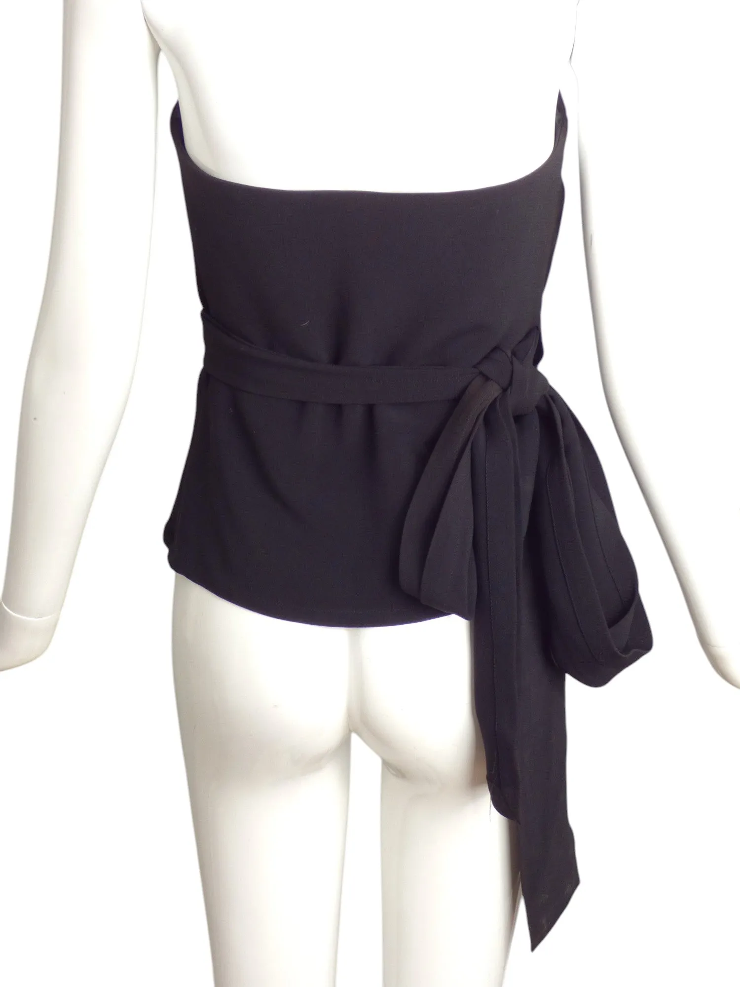 YVES SAINT LAURENT- 1990s Crepe Wrap Bustier Top, Size-6